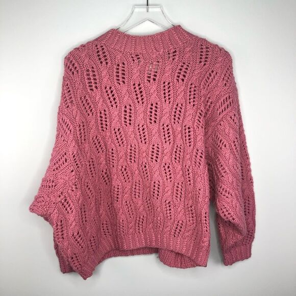 Express Dolman Hand Knit Sweater Pink VTG EUC L - Picture 1 of 5